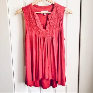 Knox Rose Red Flowy Lacey Sleeveless Tank Top